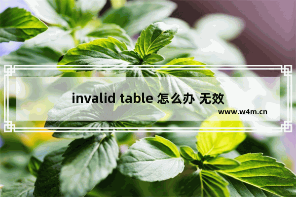 invalid table 怎么办 无效表格该怎么处理