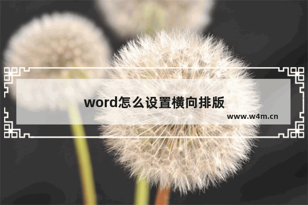 word怎么设置横向排版