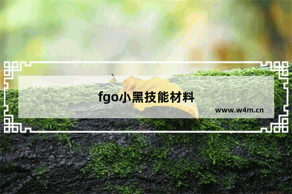 fgo小黑技能材料