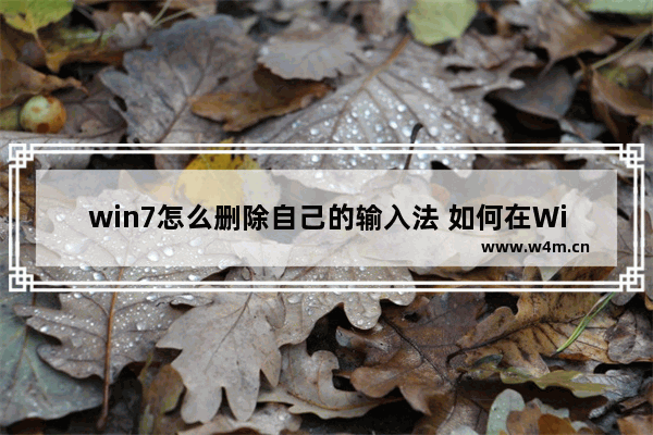 win7怎么删除自己的输入法 如何在Win7中卸载自带输入法