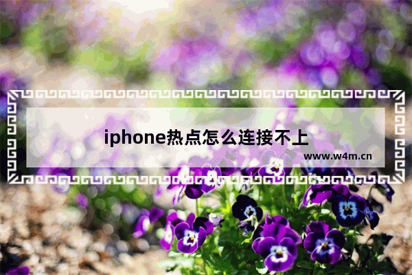 iphone热点怎么连接不上