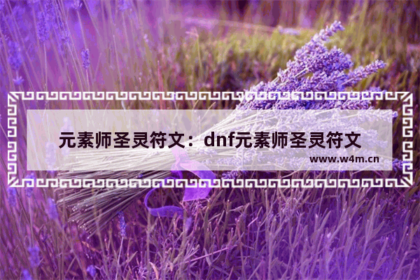 元素师圣灵符文：dnf元素师圣灵符文