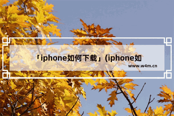 「iphone如何下载」(iphone如何下载b站视频)