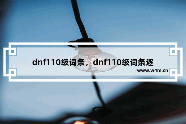 dnf110级词条，dnf110级词条逐级经验