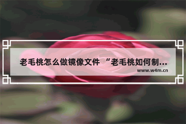 老毛桃怎么做镜像文件 “老毛桃如何制作镜像文件”