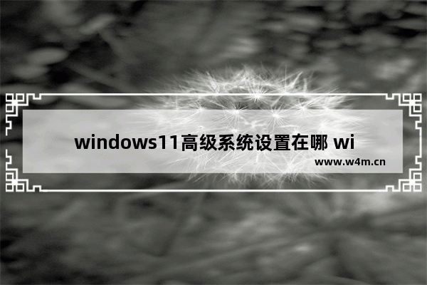 windows11高级系统设置在哪 windows11高级设置的位置介绍