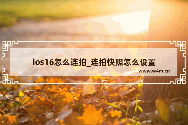 ios16怎么连拍_连拍快照怎么设置