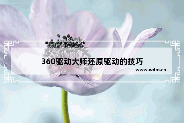 360驱动大师还原驱动的技巧