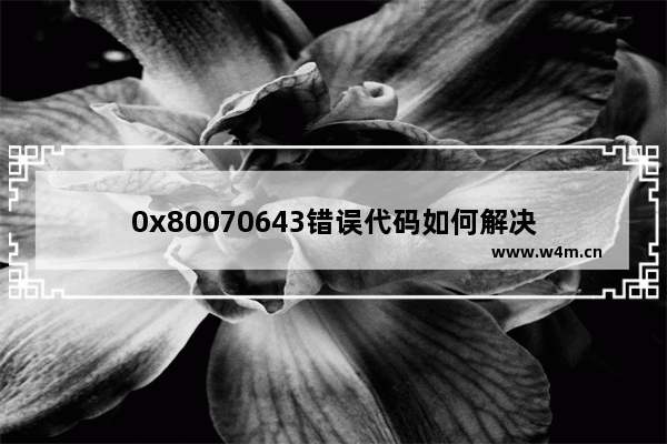 0x80070643错误代码如何解决