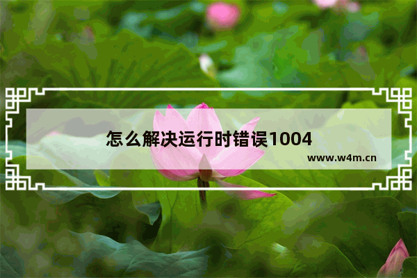 怎么解决运行时错误1004