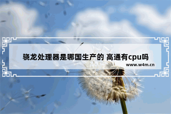 骁龙处理器是哪国生产的 高通有cpu吗