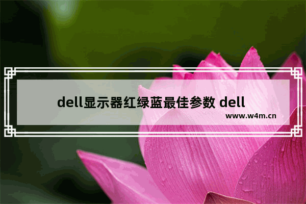 dell显示器红绿蓝最佳参数 dell 显示器 亮度