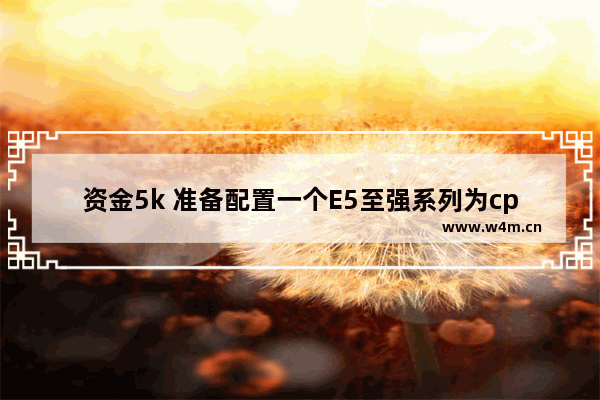 资金5k 准备配置一个E5至强系列为cpu的电脑 兼顾打游戏和计算 有组装清单建议吗