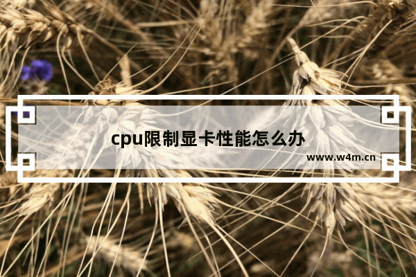 cpu限制显卡性能怎么办