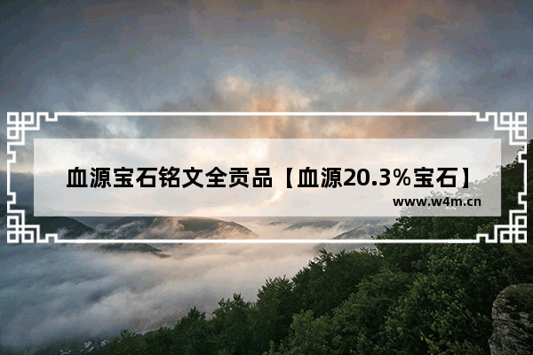 血源宝石铭文全贡品【血源20.3%宝石】