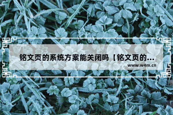 铭文页的系统方案能关闭吗【铭文页的系统方案能关闭吗怎么设置】