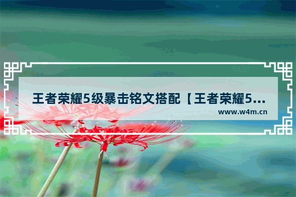 王者荣耀5级暴击铭文搭配【王者荣耀5级暴击铭文搭配图】