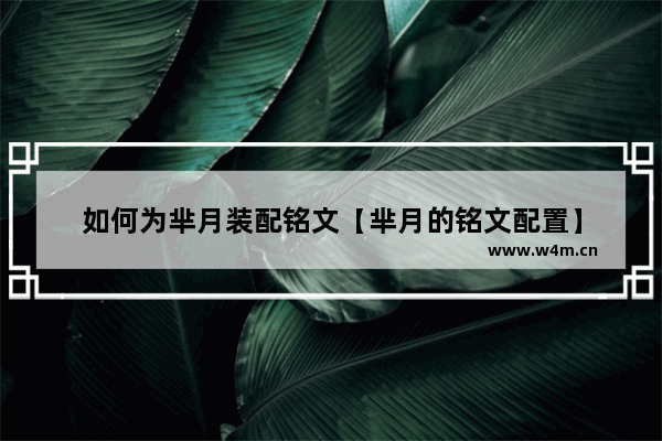 如何为芈月装配铭文【芈月的铭文配置】