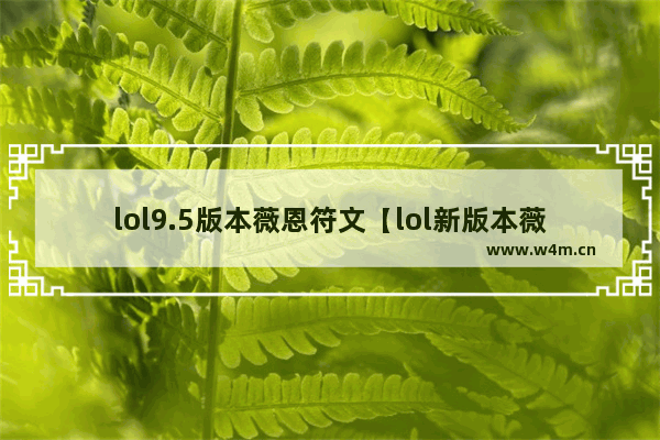 lol9.5版本薇恩符文【lol新版本薇恩】