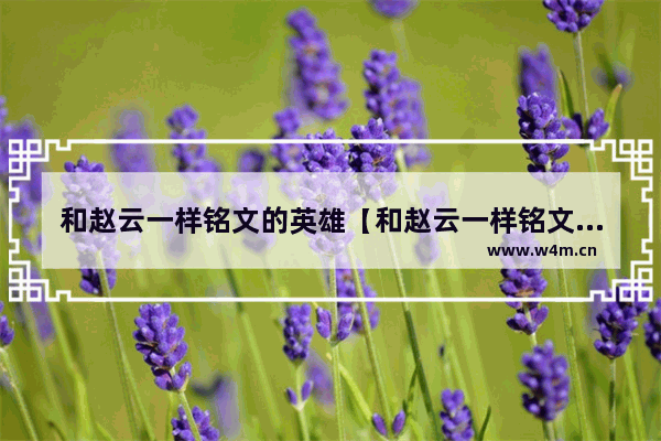 和赵云一样铭文的英雄【和赵云一样铭文的英雄叫什么】