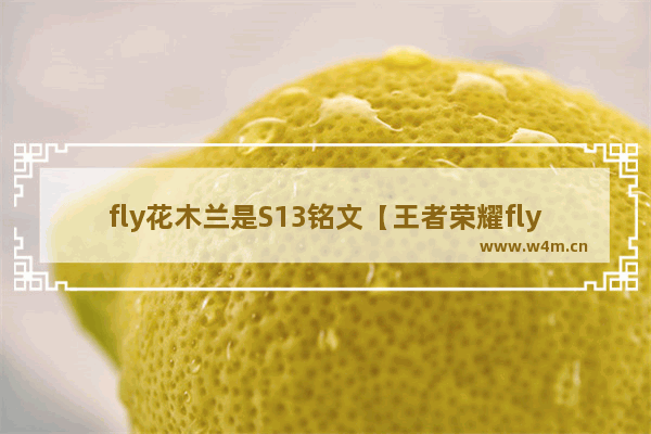 fly花木兰是S13铭文【王者荣耀fly花木兰铭文】