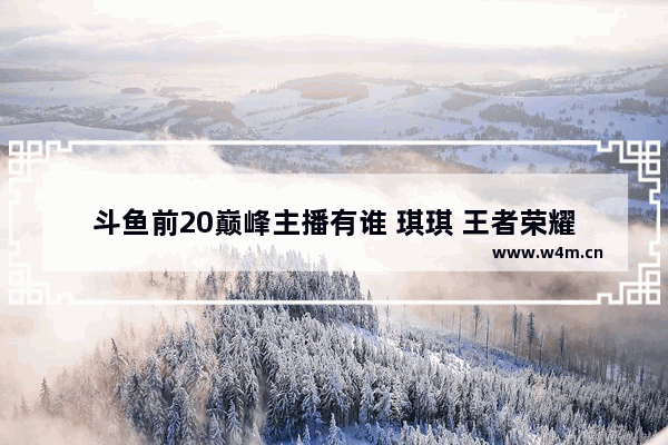 斗鱼前20巅峰主播有谁 琪琪 王者荣耀