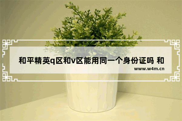 和平精英q区和v区能用同一个身份证吗 和平精英双v