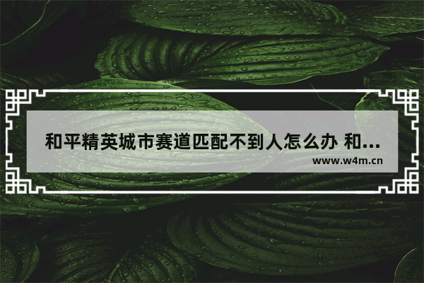 和平精英城市赛道匹配不到人怎么办 和平精英赛道