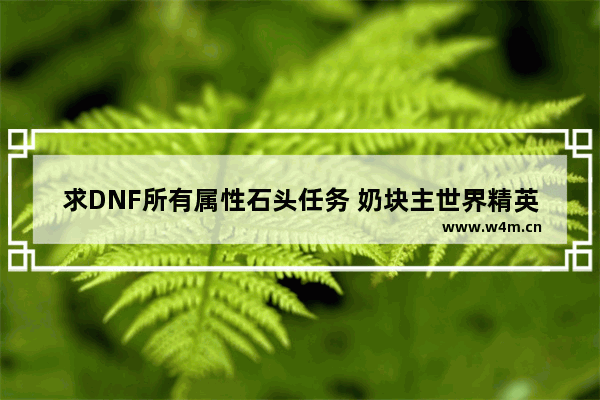 求DNF所有属性石头任务 奶块主世界精英怪位置主要分布