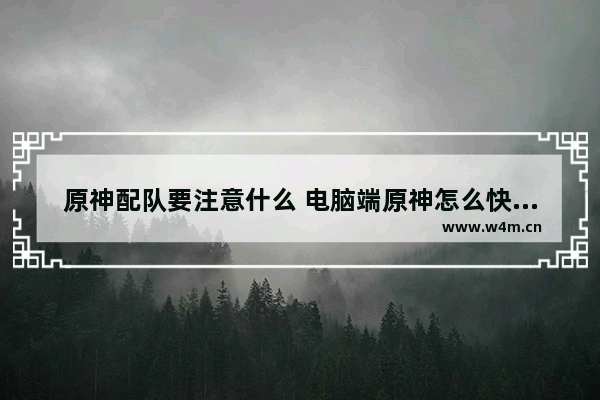 原神配队要注意什么 电脑端原神怎么快捷配队