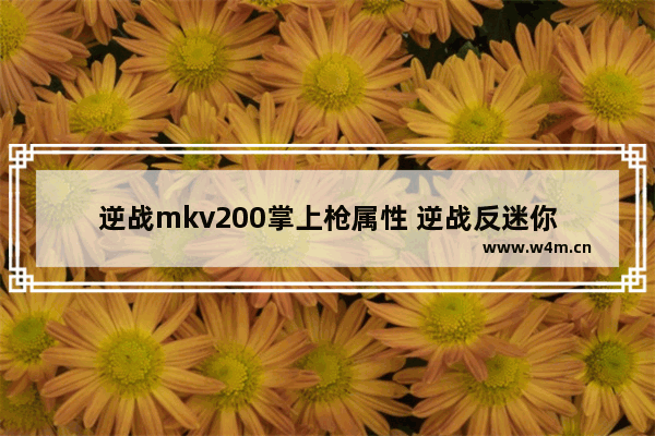 逆战mkv200掌上枪属性 逆战反迷你