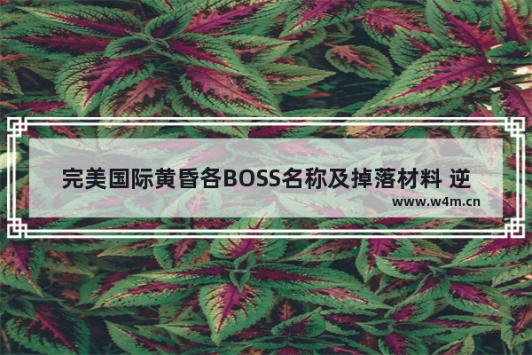 完美国际黄昏各BOSS名称及掉落材料 逆战天魔拳套