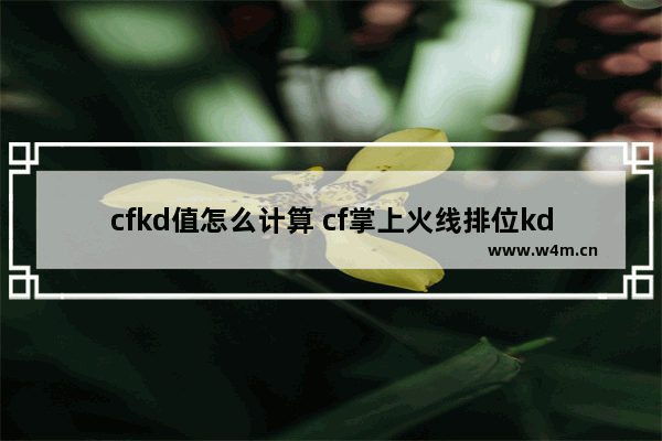 cfkd值怎么计算 cf掌上火线排位kd比看不了了