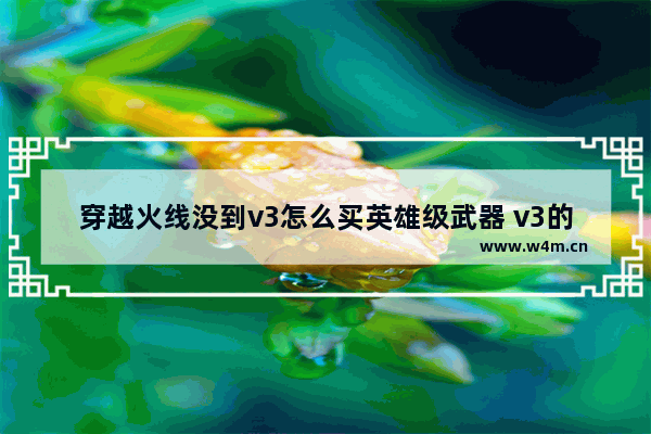 穿越火线没到v3怎么买英雄级武器 v3的穿越火线