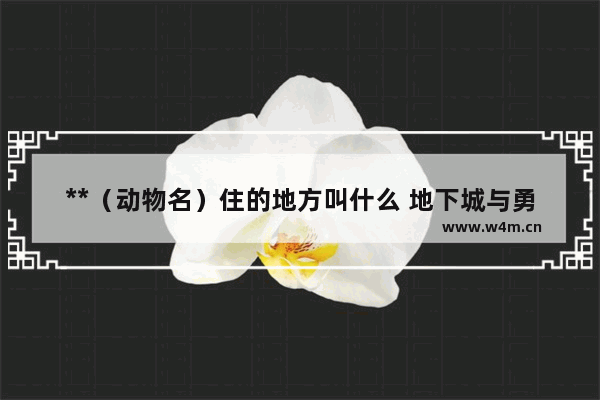 **（动物名）住的地方叫什么 地下城与勇士蜘蛛穴位置