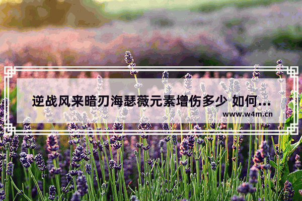 逆战风来暗刃海瑟薇元素增伤多少 如何唱好张杰的逆战唱出高音和那种气势