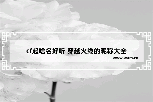 cf起啥名好听 穿越火线的昵称大全