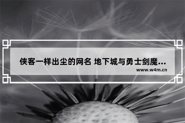 侠客一样出尘的网名 地下城与勇士剑魔昵称推荐