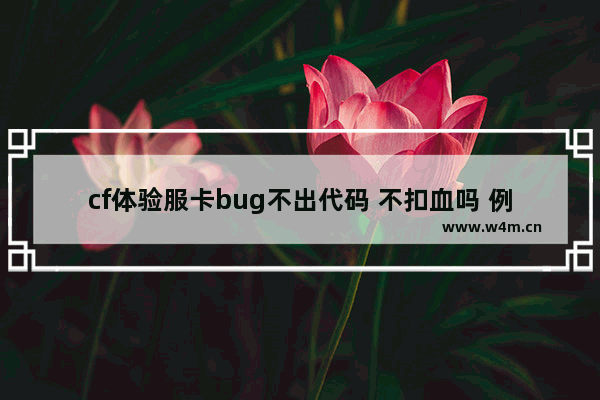 cf体验服卡bug不出代码 不扣血吗 例如我卡生化酒店bug 穿越火线bug生化酒店