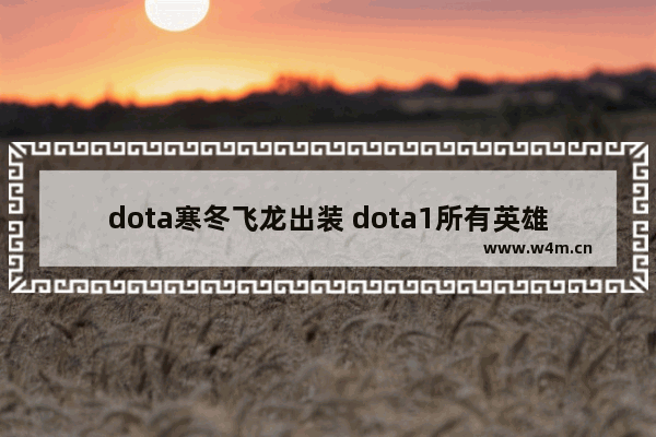 dota寒冬飞龙出装 dota1所有英雄名字及技能介绍