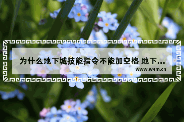 为什么地下城技能指令不能加空格 地下城与勇士空格名字搭配