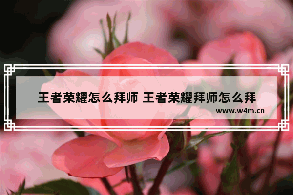 王者荣耀怎么拜师 王者荣耀拜师怎么拜