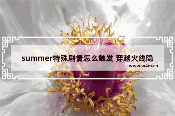 summer特殊剧情怎么触发 穿越火线隐藏的活动