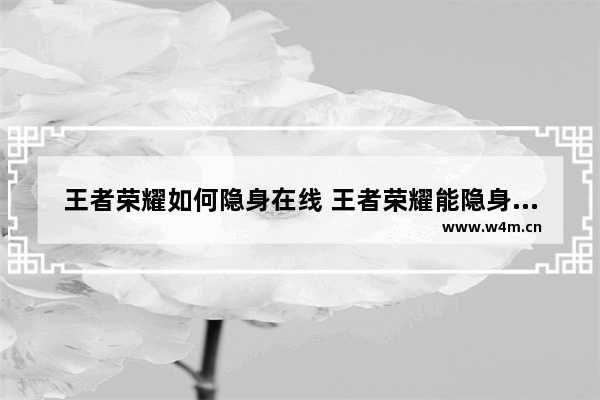 王者荣耀如何隐身在线 王者荣耀能隐身登录吗