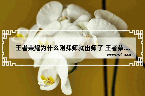 王者荣耀为什么刚拜师就出师了 王者荣耀自动出师