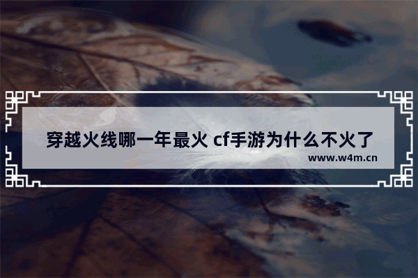 穿越火线哪一年最火 cf手游为什么不火了