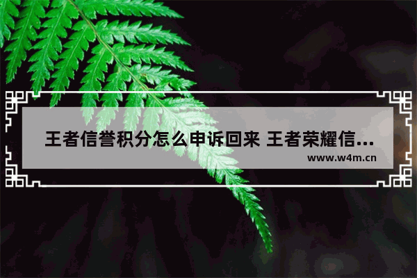 王者信誉积分怎么申诉回来 王者荣耀信誉申诉入口