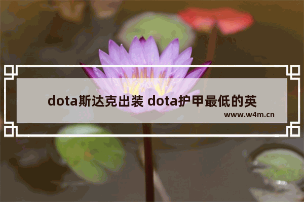 dota斯达克出装 dota护甲最低的英雄