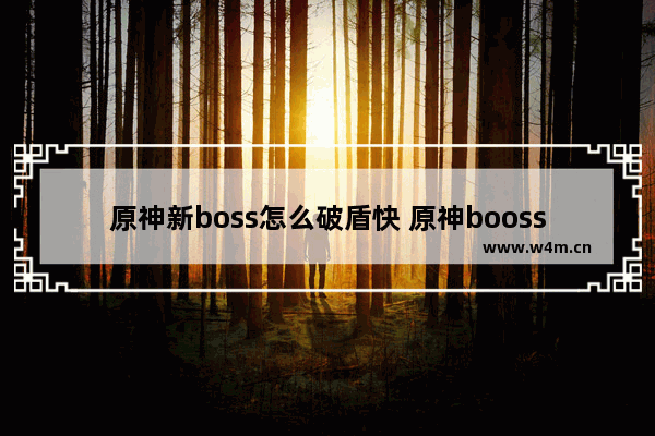 原神新boss怎么破盾快 原神booss攻略技巧