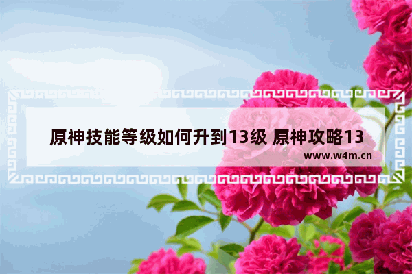 原神技能等级如何升到13级 原神攻略13级